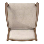 Wood Finish Beige Fabric Arm Chair