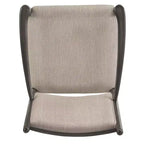 Wood Finish Beige Fabric Arm Chair