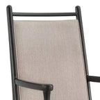 Wood Finish Beige Fabric Arm Chair