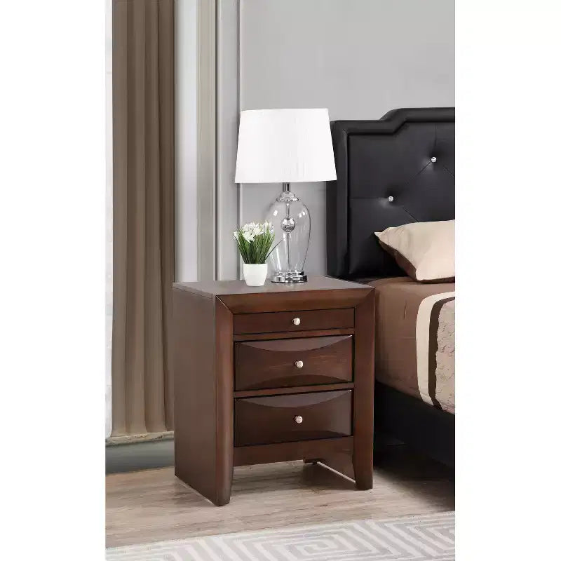 Rectangle Cherry Wood Nightstand For Living Room and Bedroom