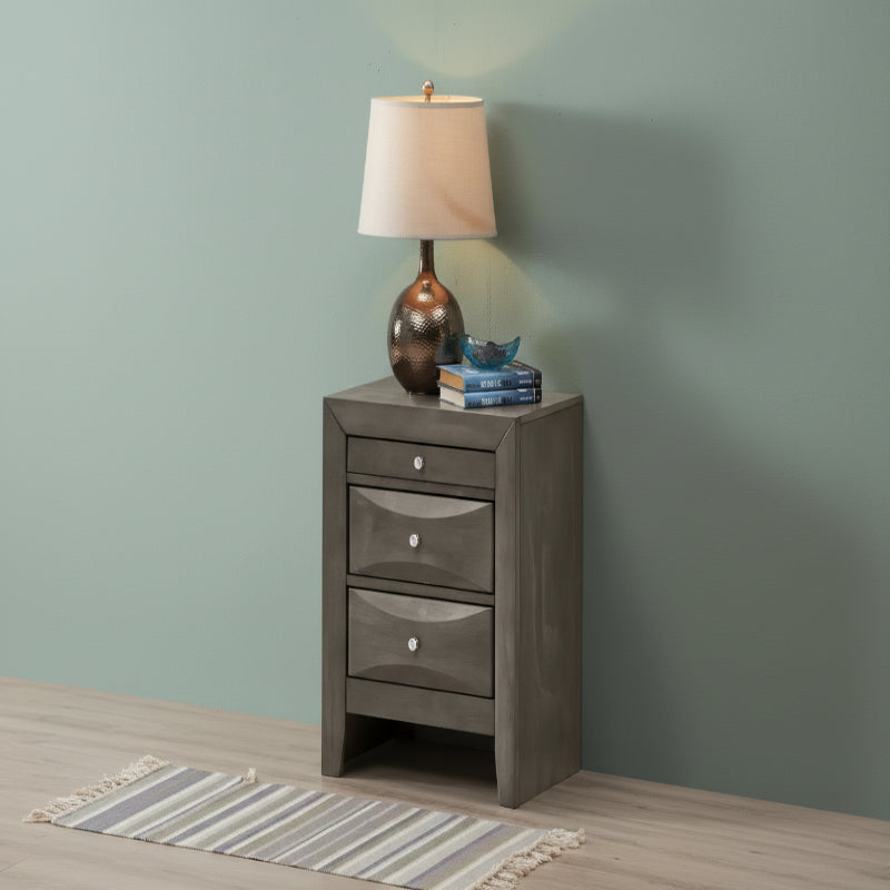HomeStock Rectangle Cherry Wood Nighstand For Living Room and Bedroom