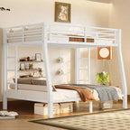 Bunk Bed with Ladder and Safety Guardrail, Metal Bunk Bed Frame for Teens and Adults, No Box Spring Needed