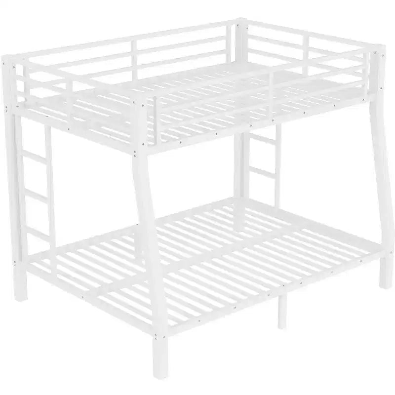 Bunk Bed with Ladder and Safety Guardrail, Metal Bunk Bed Frame for Teens and Adults, No Box Spring Needed