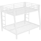 Bunk Bed with Ladder and Safety Guardrail, Metal Bunk Bed Frame for Teens and Adults, No Box Spring Needed