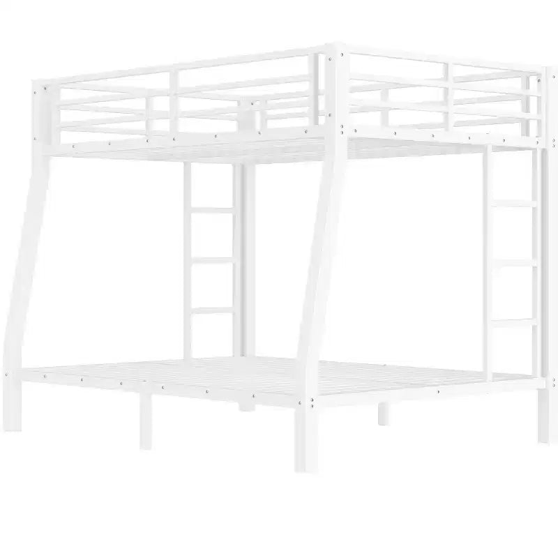 Bunk Bed with Ladder and Safety Guardrail, Metal Bunk Bed Frame for Teens and Adults, No Box Spring Needed