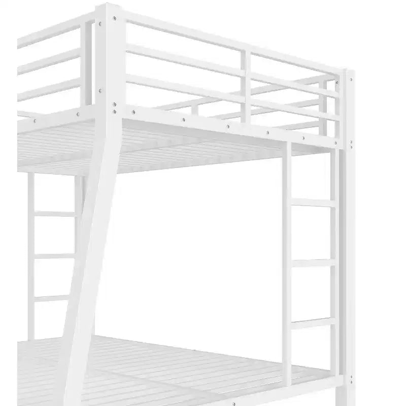 Bunk Bed with Ladder and Safety Guardrail, Metal Bunk Bed Frame for Teens and Adults, No Box Spring Needed