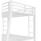 Bunk Bed with Ladder and Safety Guardrail, Metal Bunk Bed Frame for Teens and Adults, No Box Spring Needed