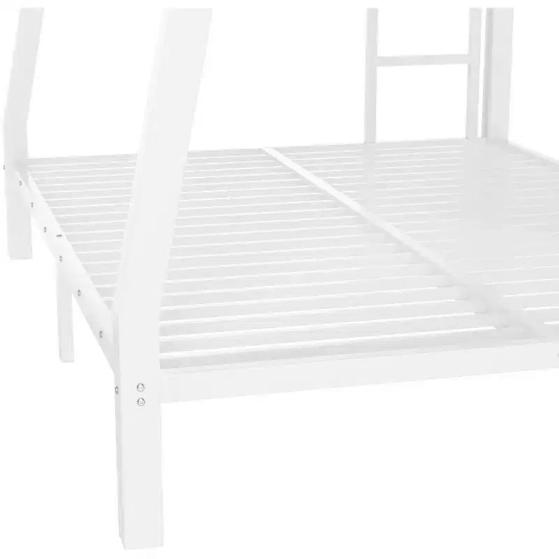 Bunk Bed with Ladder and Safety Guardrail, Metal Bunk Bed Frame for Teens and Adults, No Box Spring Needed