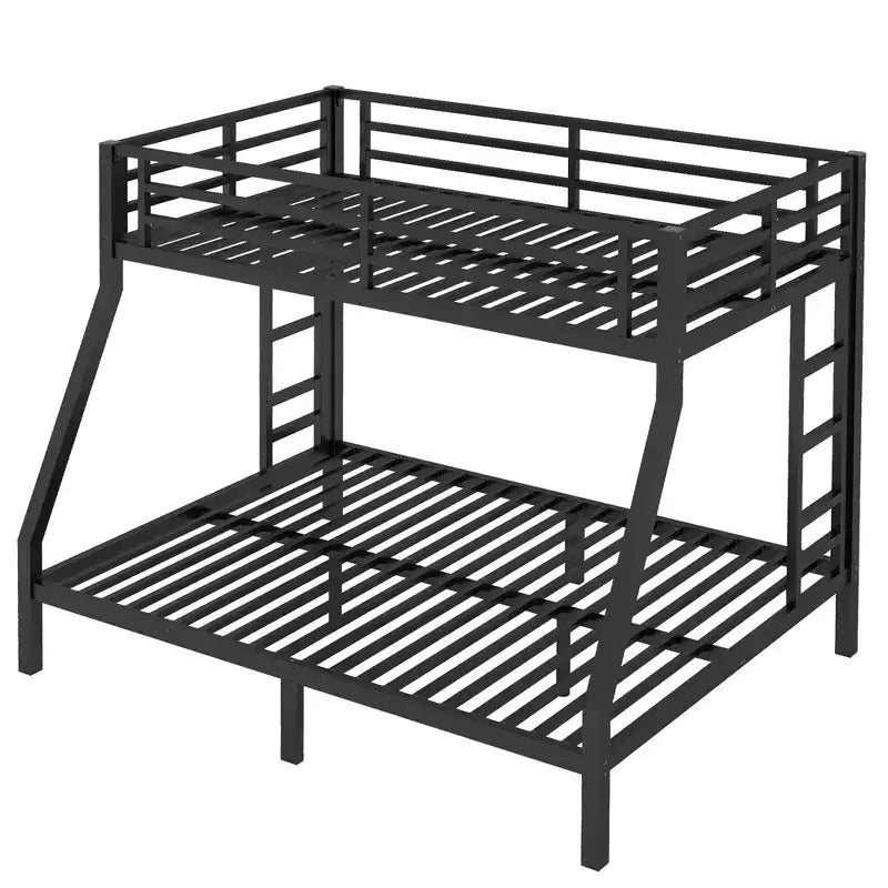 Bunk Bed with Ladder and Safety Guardrail, Metal Bunk Bed Frame for Teens and Adults, No Box Spring Needed