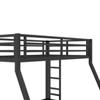Bunk Bed with Ladder and Safety Guardrail, Metal Bunk Bed Frame for Teens and Adults, No Box Spring Needed