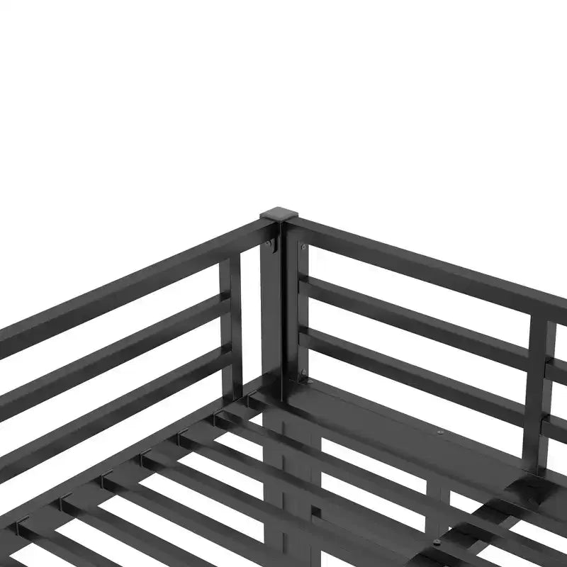 Bunk Bed with Ladder and Safety Guardrail, Metal Bunk Bed Frame for Teens and Adults, No Box Spring Needed