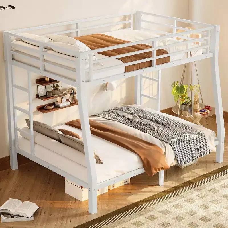 Bunk Bed with Ladder and Safety Guardrail, Metal Bunk Bed Frame for Teens and Adults, No Box Spring Needed
