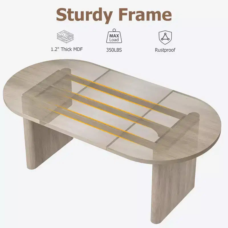 Oval Dining Table for 6-8 People, Long Large Kitchen Table with Thick Sturdy Wooden Base, Farmhouse Dining Room Table (63 Long)