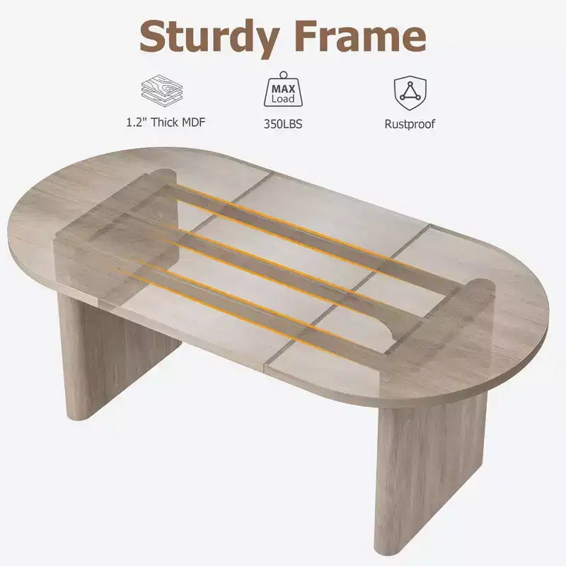 Oval Dining Table for 6-8 People, Long Large Kitchen Table with Thick Sturdy Wooden Base, Farmhouse Dining Room Table (63 Long)