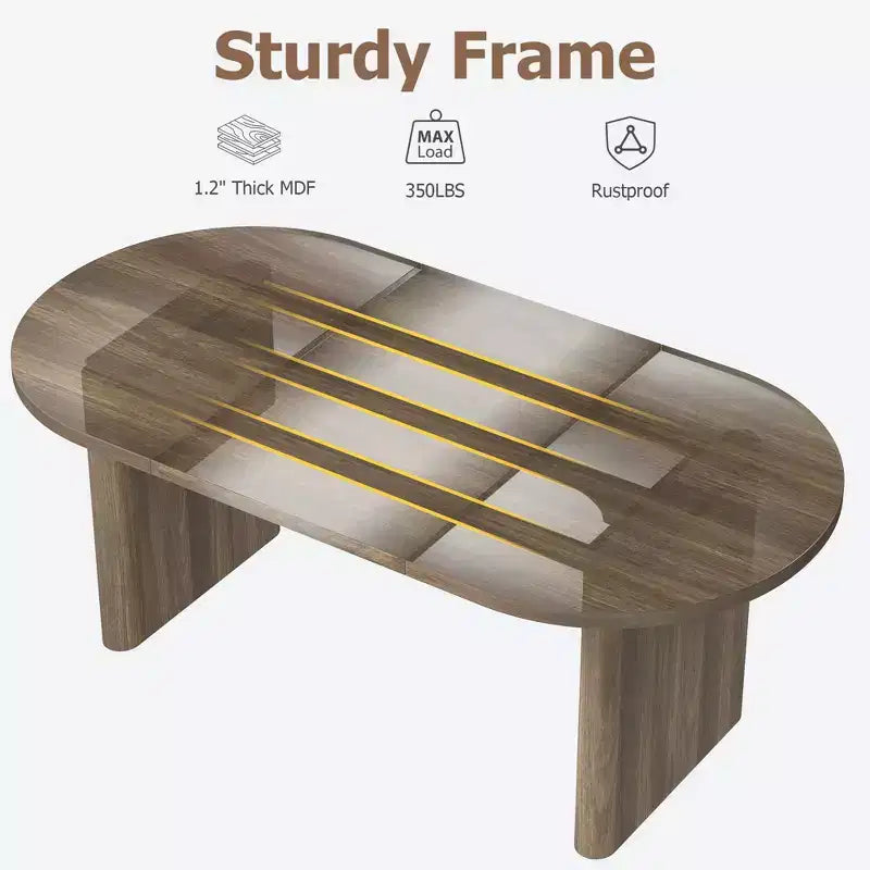 Oval Dining Table for 6-8 People, Long Large Kitchen Table with Thick Sturdy Wooden Base, Farmhouse Dining Room Table (63 Long)