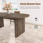 Oval Dining Table for 6-8 People, Long Large Kitchen Table with Thick Sturdy Wooden Base, Farmhouse Dining Room Table (63 Long)