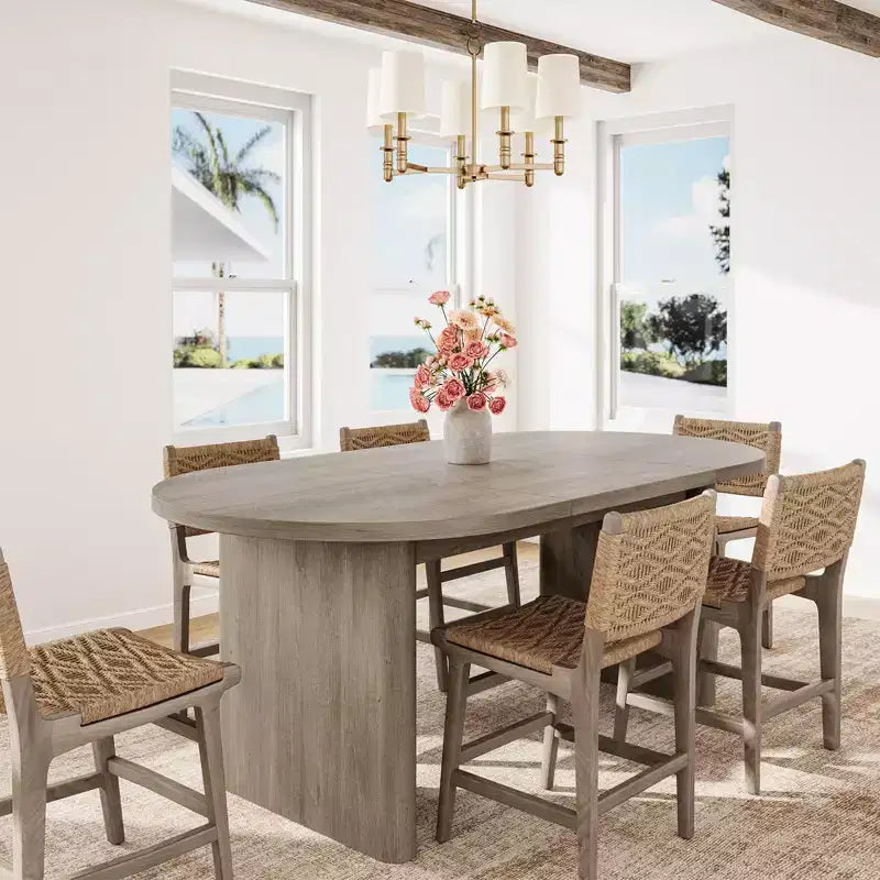 Oval Dining Table for 6-8 People, Long Large Kitchen Table with Thick Sturdy Wooden Base, Farmhouse Dining Room Table (63 Long)