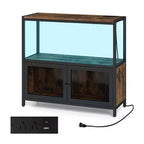 Coffee Bar Cabinet with LED Lights, Industrial Buffet Sideboard with Charging Station