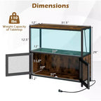 Coffee Bar Cabinet with LED Lights, Industrial Buffet Sideboard with Charging Station