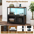 Coffee Bar Cabinet with LED Lights, Industrial Buffet Sideboard with Charging Station
