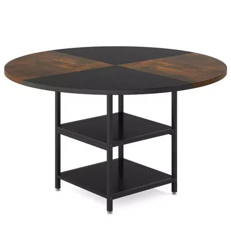 Hawthorne 47-Inch Round Dining Table with Built-In Storage Shelf