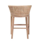 Papua Rattan and Mahogany Wood Counter Height Barstool Antique White Wash/Light Brown