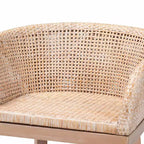 Papua Rattan and Mahogany Wood Counter Height Barstool Antique White Wash/Light Brown