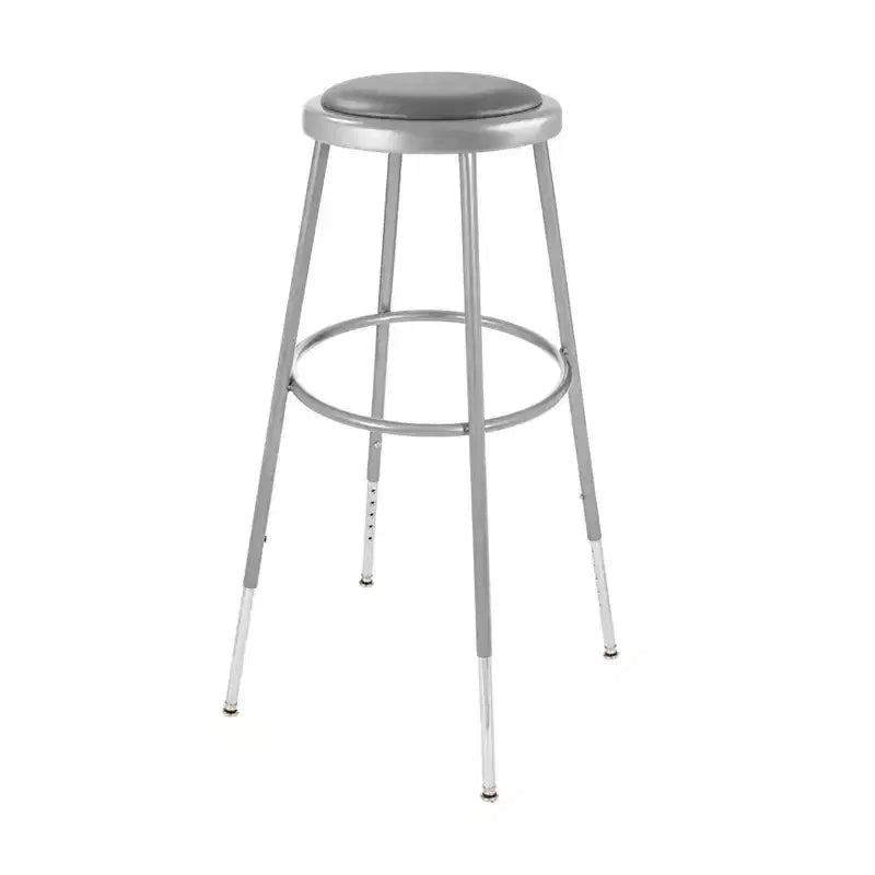 32"-39" Height Adjustment Stool Gray: Vinyl Upholstery, Steel Frame, Armless Design