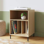 Metal and Wood Record Player Stand Natural