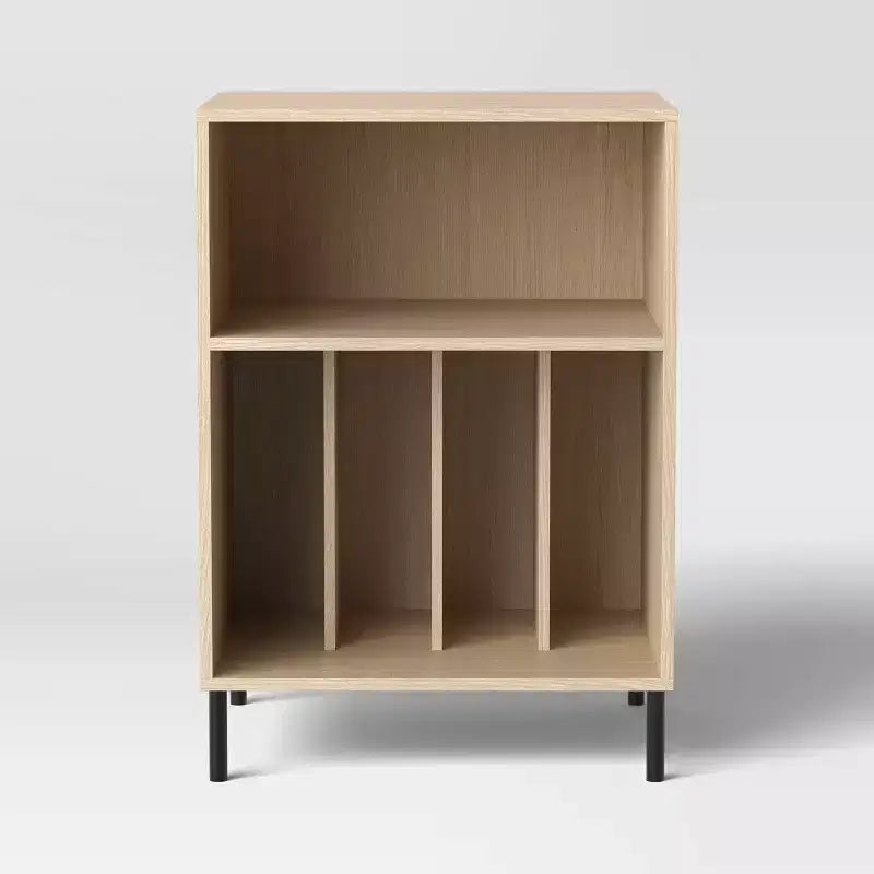 Metal and Wood Record Player Stand Natural