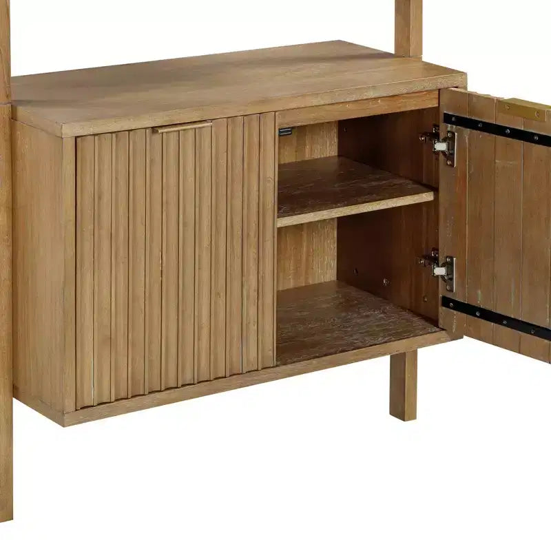 71.9" Jasper Wood Fluted Bookshelf Brown