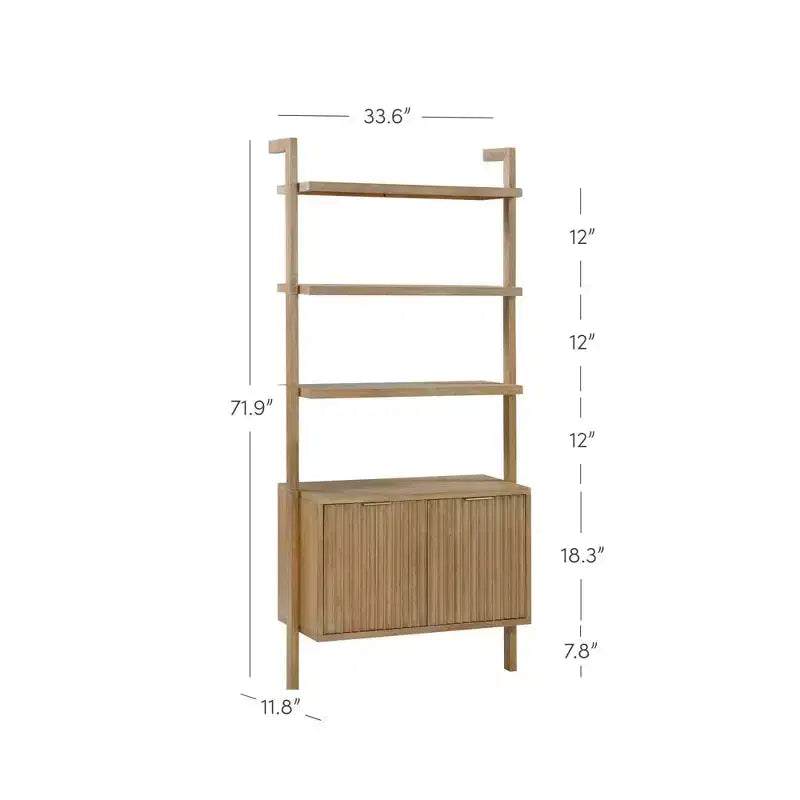 71.9" Jasper Wood Fluted Bookshelf Brown