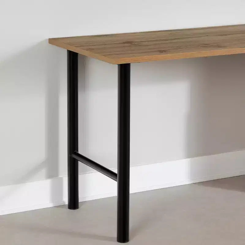 Ezra Melamine Desk Nordik Oak: Large Surface, Retractable Keyboard Shelf