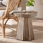Devika Two Tone Bamboo End Table Dark Brown/Natural Brown