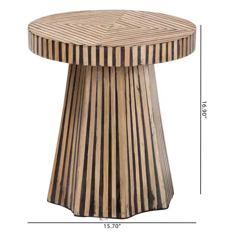 Devika Two Tone Bamboo End Table Dark Brown/Natural Brown