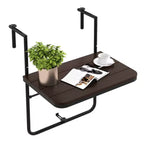 Folding Hanging Table Outdoor Railing Table with 3-Level Adjustable Height