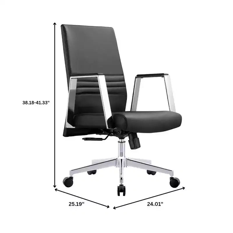 Aleen Modern Leather Office Chair - Swivel & Tilt Ergonomic Desk Chair with Iron Frame - Home Office