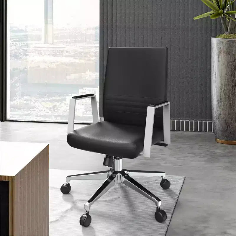 Aleen Modern Leather Office Chair - Swivel & Tilt Ergonomic Desk Chair with Iron Frame - Home Office