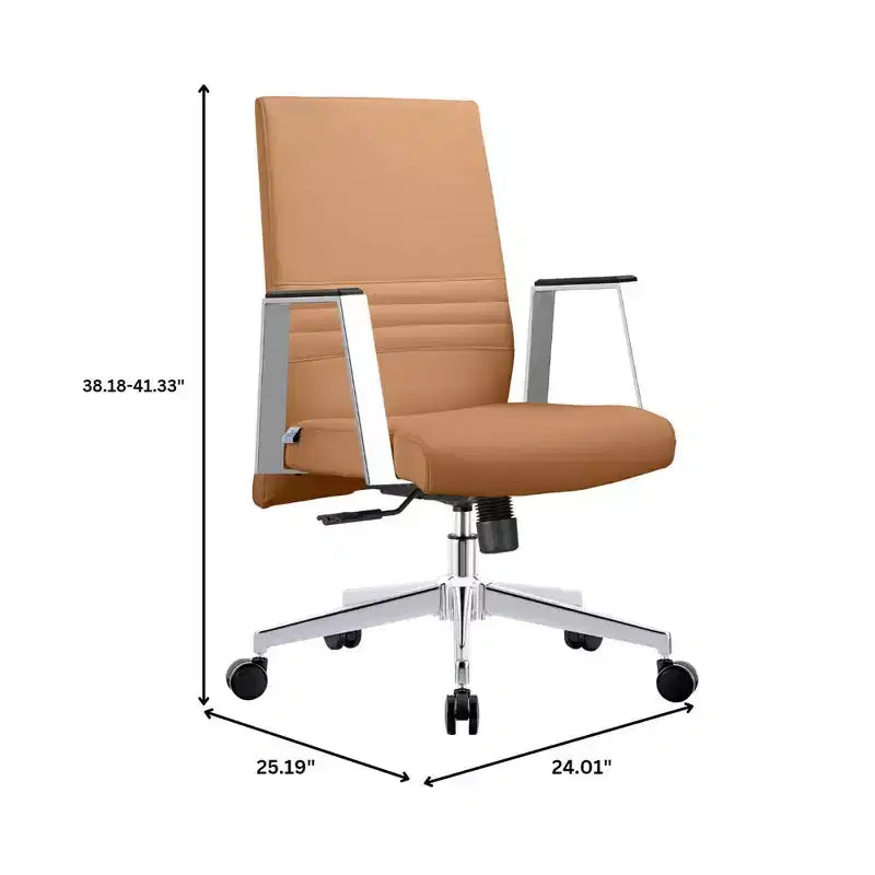 Aleen Modern Leather Office Chair - Swivel & Tilt Ergonomic Desk Chair with Iron Frame - Home Office