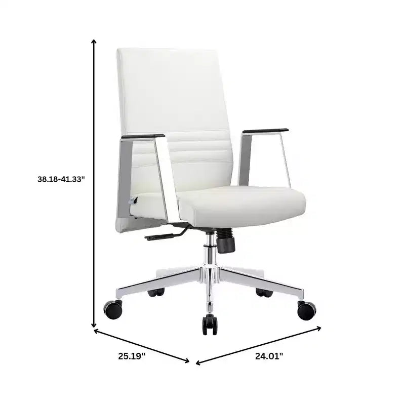 Aleen Modern Leather Office Chair - Swivel & Tilt Ergonomic Desk Chair with Iron Frame - Home Office