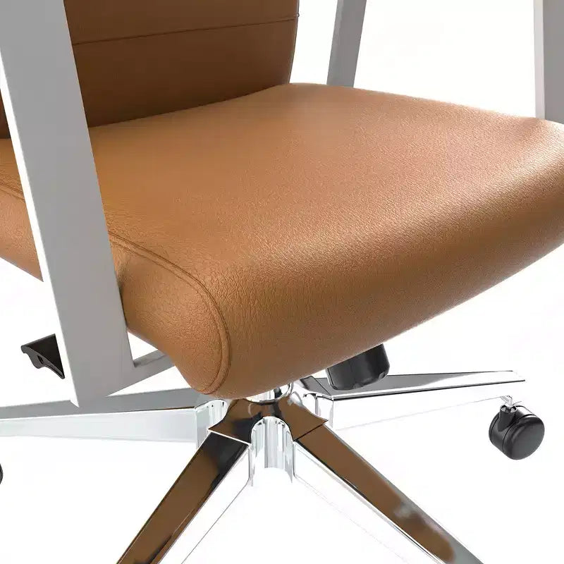 Aleen Modern Leather Office Chair - Swivel & Tilt Ergonomic Desk Chair with Iron Frame - Home Office