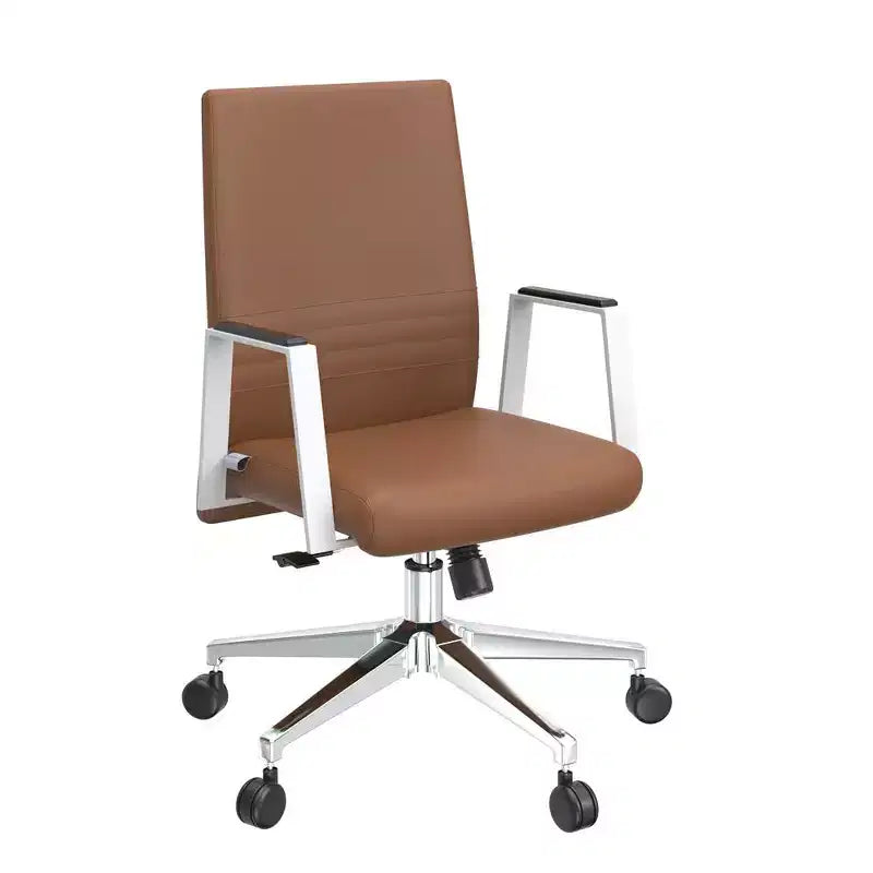 Aleen Modern Leather Office Chair - Swivel & Tilt Ergonomic Desk Chair with Iron Frame - Home Office