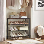Shoe Rack, 4 Tier Shoe Storage Rack for 9-12 Pairs of Shoes, Shoe Organizer for Entryway, Rustic Brown and Black