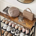 Shoe Rack, 4 Tier Shoe Storage Rack for 9-12 Pairs of Shoes, Shoe Organizer for Entryway, Rustic Brown and Black