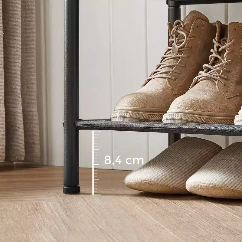 Shoe Rack, 4 Tier Shoe Storage Rack for 9-12 Pairs of Shoes, Shoe Organizer for Entryway, Rustic Brown and Black