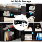 70.86-inch Executive Desk, L-Shaped Office Desk with Storage Cabinet, Business Furniture Desk Workstation for Home Office