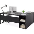 70.86-inch Executive Desk, L-Shaped Office Desk with Storage Cabinet, Business Furniture Desk Workstation for Home Office