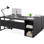 70.86-inch Executive Desk, L-Shaped Office Desk with Storage Cabinet, Business Furniture Desk Workstation for Home Office