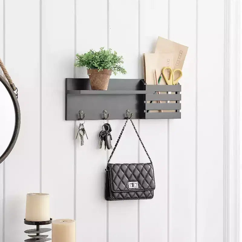 18 Utility Shelf with Pocket and Hanging Hooks