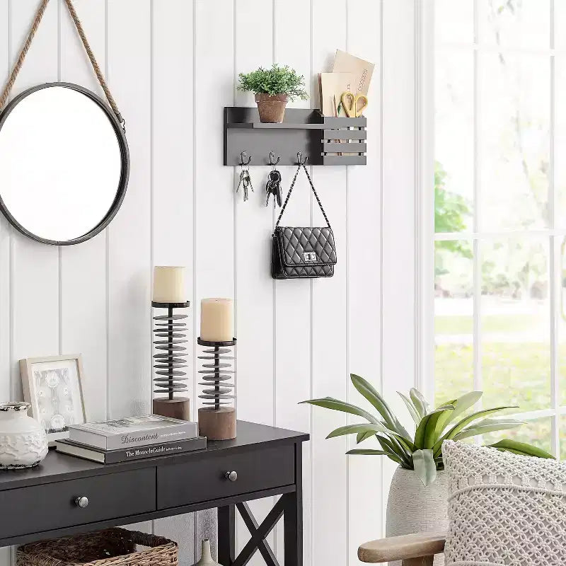 18 Utility Shelf with Pocket and Hanging Hooks